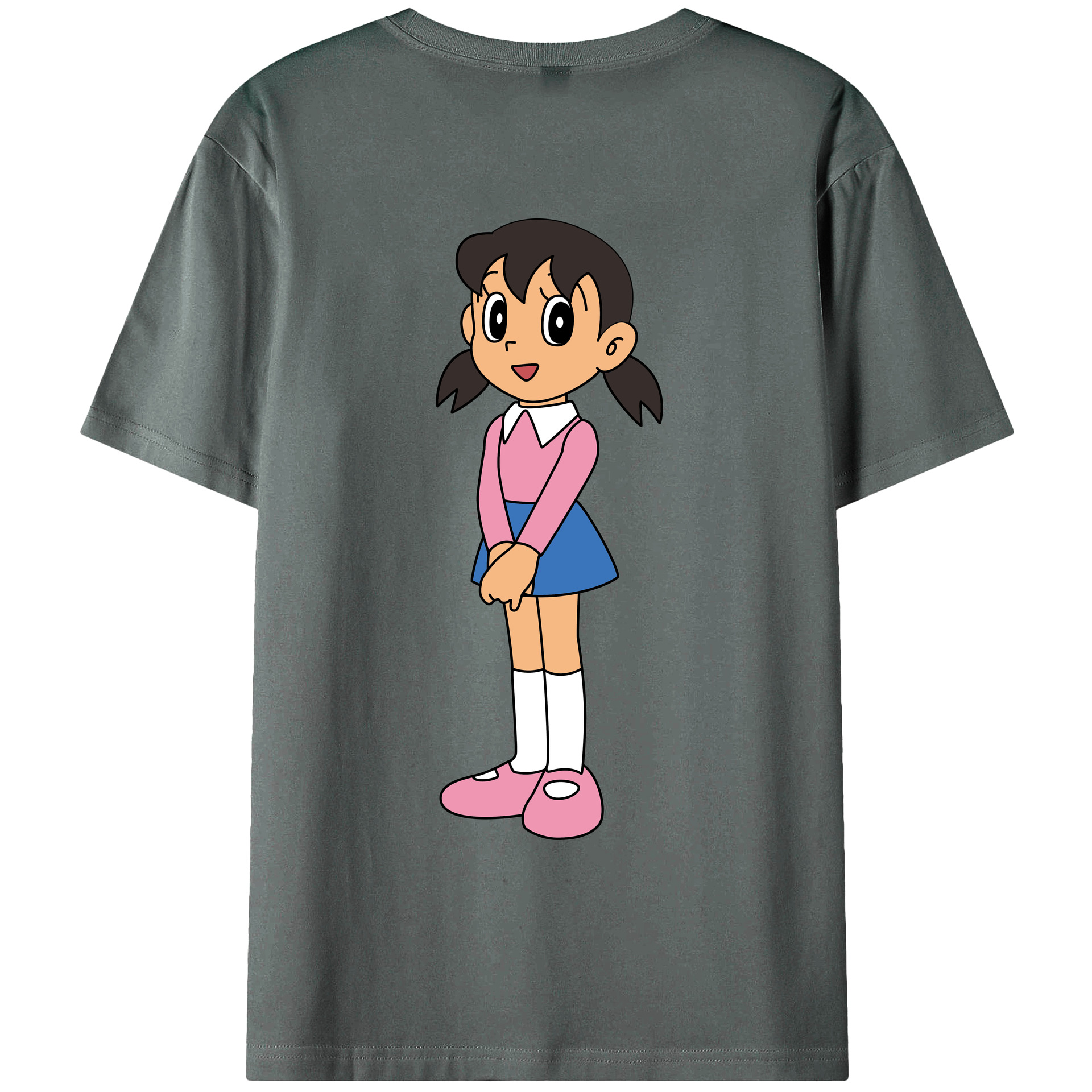 （画像用） ドラえもん みなもと しずか Doraemon Shizuka Minamoto 綿100％ メンズ半袖Tシャツ（バックプリント） 通気性